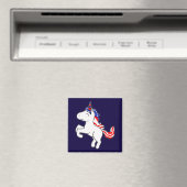 Unicoron Off White Patriotic USA Flag Mane Cartoon Magnet (In Situ (Geschirrspüler))