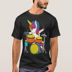 Unicoron Playing Drums Funny Magical Drummer Music T-Shirt