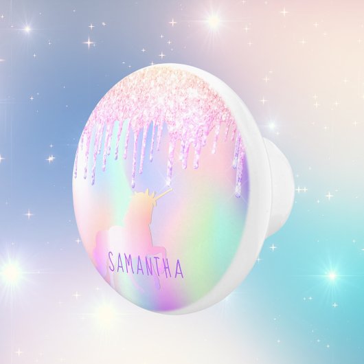 Unicoron Regenbogen Glitzer Tropfen Girl Keramikknauf