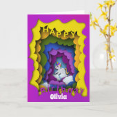 Unicoron Regenbogenpapier-Schnittkarte Karte (Gelbe Blume)