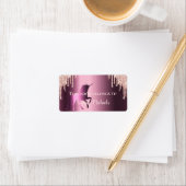 Unicoron Rose Gold Glitzer lila Buchzeichen Name Adressaufkleber (Insitu)