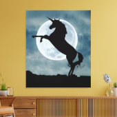 Unicoron Silhouette Full Moon Night Sky Leinwanddruck (Insitu (Wohnzimmer))