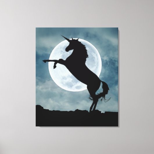Unicoron Silhouette Full Moon Night Sky Leinwanddruck (Vorderseite)