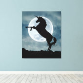 Unicoron Silhouette Full Moon Night Sky Leinwanddruck (Insitu (Holzboden))