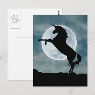 Unicoron Silhouette Full Moon Night Sky Postkarte