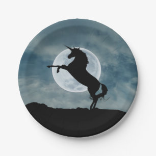 Unicoron Silhouette Full Moon Night Sky Trendy Pappteller