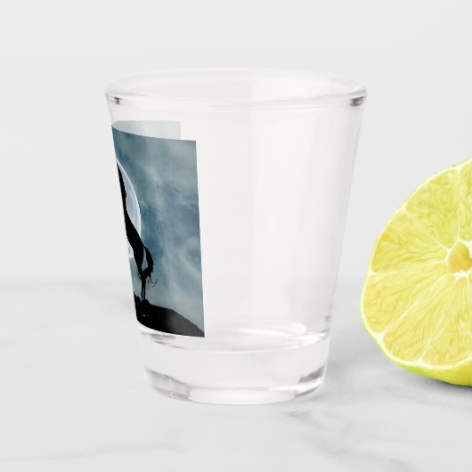 Unicoron Silhouette Full Moon Night Sky Trendy Schnapsglas (Rechts)