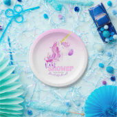 Unicorone Aquarell Rosa Babydusche Teller (Party)