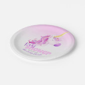 Unicorone Aquarell Rosa Babydusche Teller (Schrägansicht)