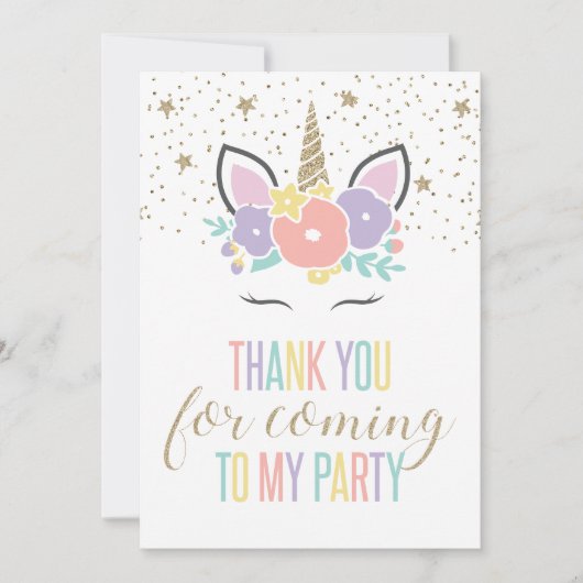 Unicorone Geburtstagsparty danke Karte (Vorderseite)