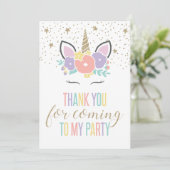 Unicorone Geburtstagsparty danke Karte (Stehend Vorderseite)