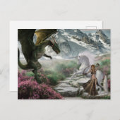 Unicoror Kriegerfantasy-Kampf mit Dragon Postkarte (Vorne/Hinten)