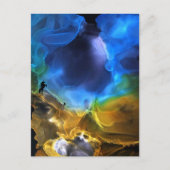 Unicorp Space Nebel blau gelb Alkoholtupfer Kunst Postkarte (Vorderseite)