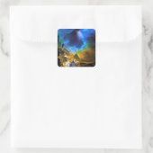 Unicorp Space Nebel blau gelb Alkoholtupfer Kunst Quadratischer Aufkleber (Tasche)