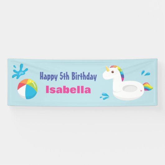 Unicorpool Float Summer Birthday Party Banner (Horizontal)