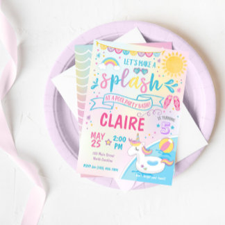 Unicorpool Party Einladung, Pool Bash Geburtstag Einladung
