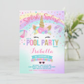 Unicorpool Party Einladung Pool Geburtstagsparty (Stehend Vorderseite)