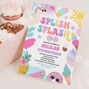 Unicorpool Party Tropical Summer Pool Geburtstag Einladung