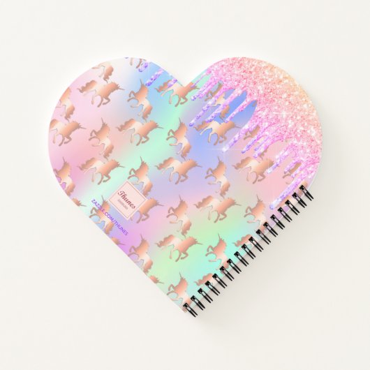 Unicorrosa Glitzer irisierende Rose Goldmonogramm Notizblock (Rückseite)