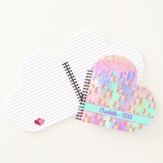 Unicorrosa Glitzer irisierende Rose Goldmonogramm Notizblock (Innenseite)