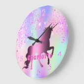 Unicorrosa lila Glitzer Große Wanduhr (Winkel)