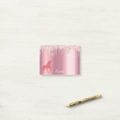 Unicorrosa Rosa Rosa Glitzer Tropfen Metallic Name Post-it Klebezettel (Auf Schreibtisch)