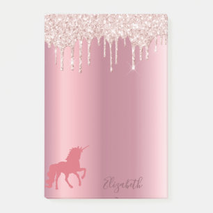Unicorrosa Rosa Rosa Glitzer Tropfen Metallic Name Post-it Klebezettel