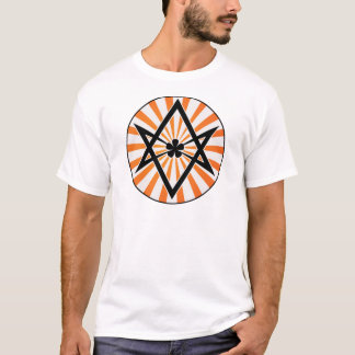 Unicursal Hexagram-Orangen-Sonnendurchbruch T-Shirt