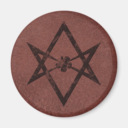 Unicursal Hexagram Thelemic Symbol auf rotem Leder Magnet (Vorne)