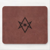 Unicursal Hexagram Thelemic Symbol auf rotem Leder Mousepad (Vorne)
