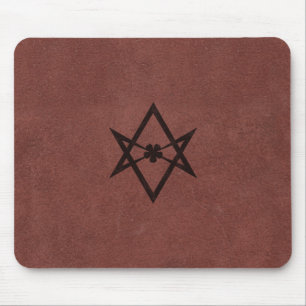 Unicursal Hexagram Thelemic Symbol auf rotem Leder Mousepad