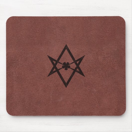 Unicursal Hexagram Thelemic Symbol auf rotem Leder Mousepad (Vorne)