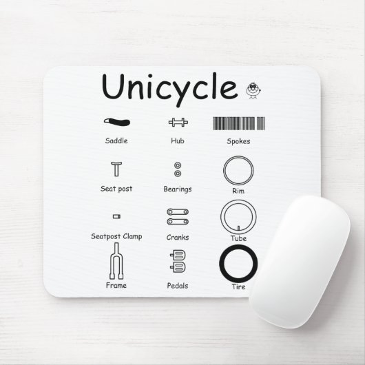 Unicycle parts mousepad (Mit Mouse)