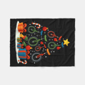 Unicycling Unicycle Christmas Tree Xmas Fleecedecke (Vorderseite (Horizontal))