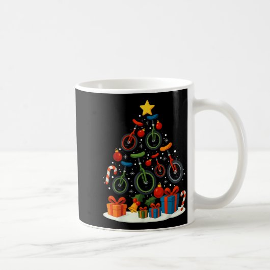 Unicycling Unicycle Christmas Tree Xmas  Kaffeetasse (Rechts)