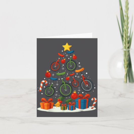 Unicycling Unicycle Christmas Tree Xmas  Karte (Vorderseite)