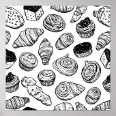 Uniform Pastry Pattern Decoupage Template Line Art Poster (Vorne)