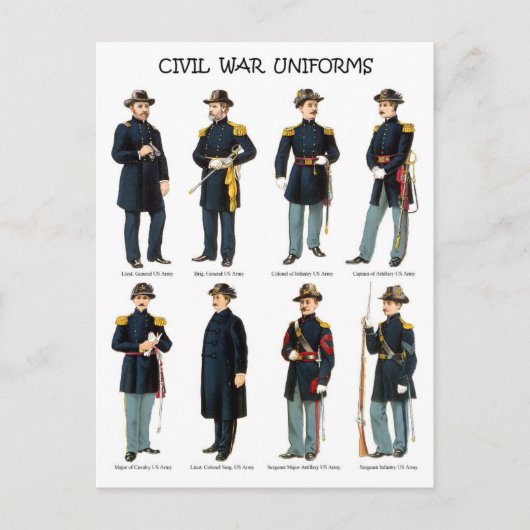 Uniformen des Zivilen Krieges in Amerika Postkarte (Vorderseite)