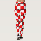 Uniformes Rotes Weißes, kariertes Quadrat Leggings (Rückseite)