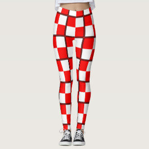 Uniformes Rotes Weißes, kariertes Quadrat Leggings