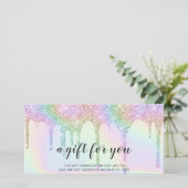 Unikate Geschenkkarte Einhorn Glitzer Tropfen Glai (Stehend Vorderseite)