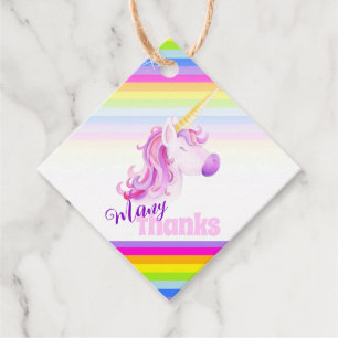 Unikorfarbene Regenbogenstreifen Babydusche Geschenkanhänger