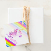 Unikorfarbene Regenbogenstreifen Babydusche Geschenkanhänger (Beispiel)