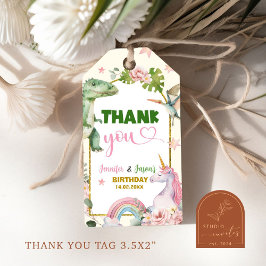 Unikorne und Dinosaurier Gemeinsame Geschenketiket Geschenkanhänger