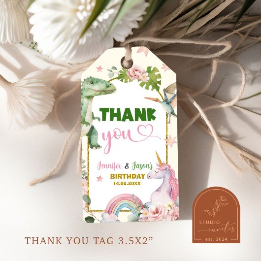 Unikorne und Dinosaurier Gemeinsame Geschenketiket Geschenkanhänger