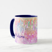 Unikorrosa Imitate Glitzer Tropfen Monogramm Tasse (Vorderseite Links)