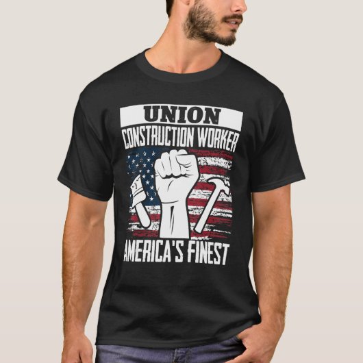 Union Construction Worker American USA Flag 4th of T-Shirt (Vorderseite)