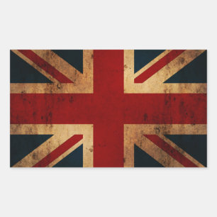 Union Jack (alters, abgenutzt aussehend) Rechteckiger Aufkleber