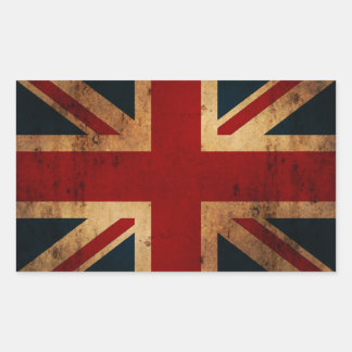 Union Jack (alters, abgenutzt aussehend) Rechteckiger Aufkleber