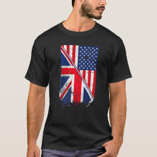 Union Jack & American Flag für Britisch & US Expat T-Shirt